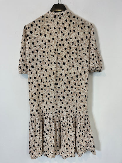 OTRAS. Vestido corto fluido tricolor. T XS