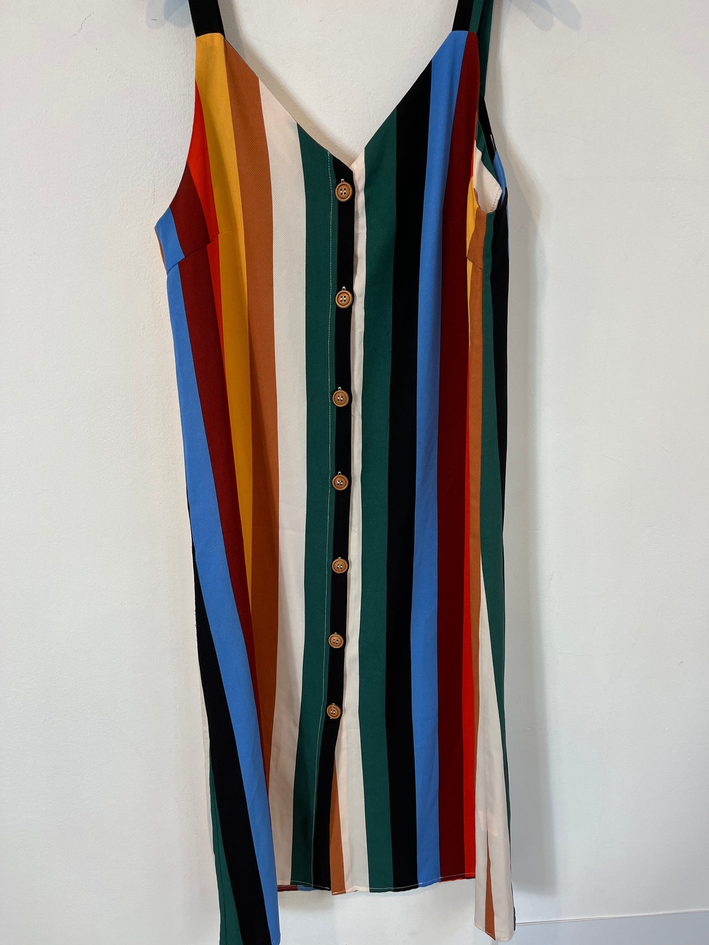 MUSE. Vestido midi rayas colores abotonado. T S