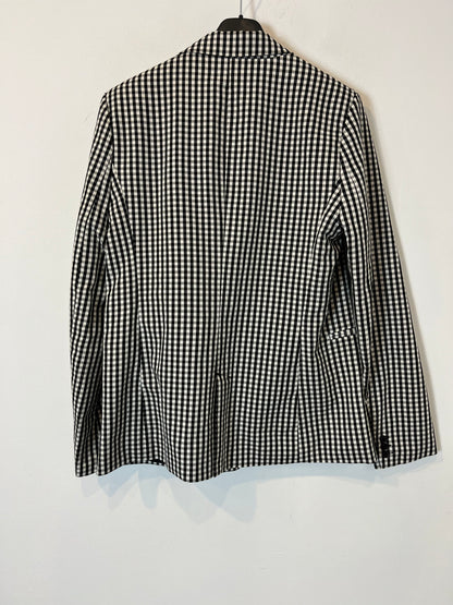 STRADIVARIUS. Blazer vichy blanco y negro. T L