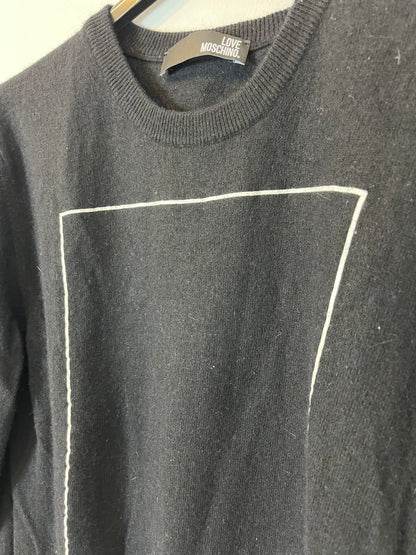 LOVE MOSCHINO. Jersey negro logo con lana. T S