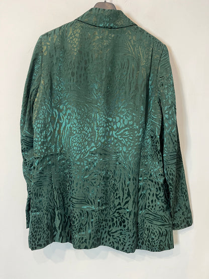 H&M, Blazer verde estampado satinado. T 42
