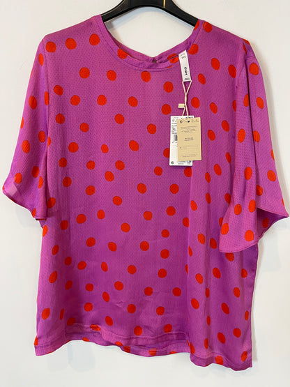 MANGO. Top fluido morado lunares. T XS