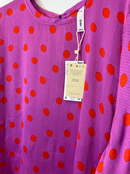 MANGO. Top fluido morado lunares. T XS