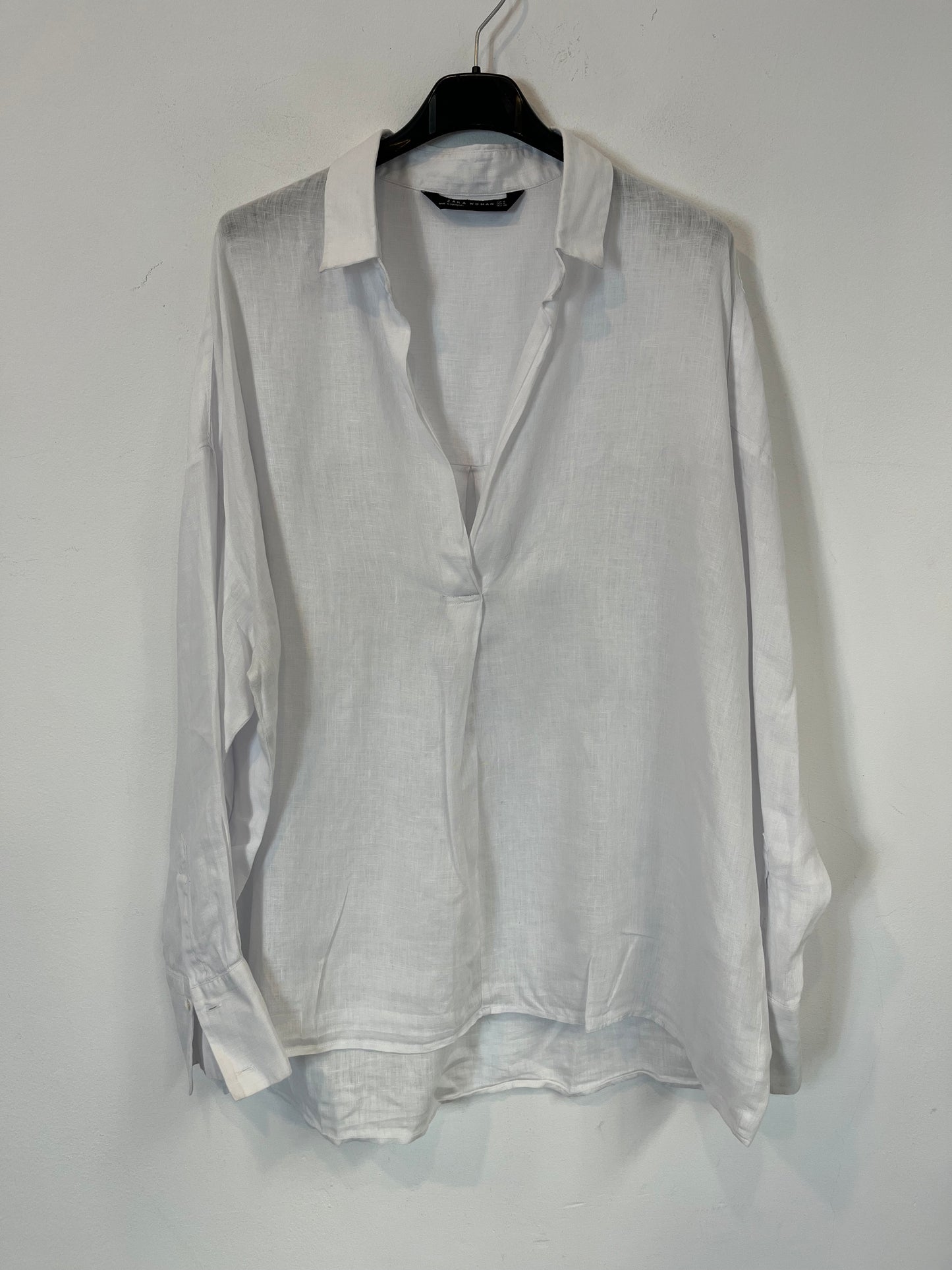 ZARA. Blusa lino blanca. T S