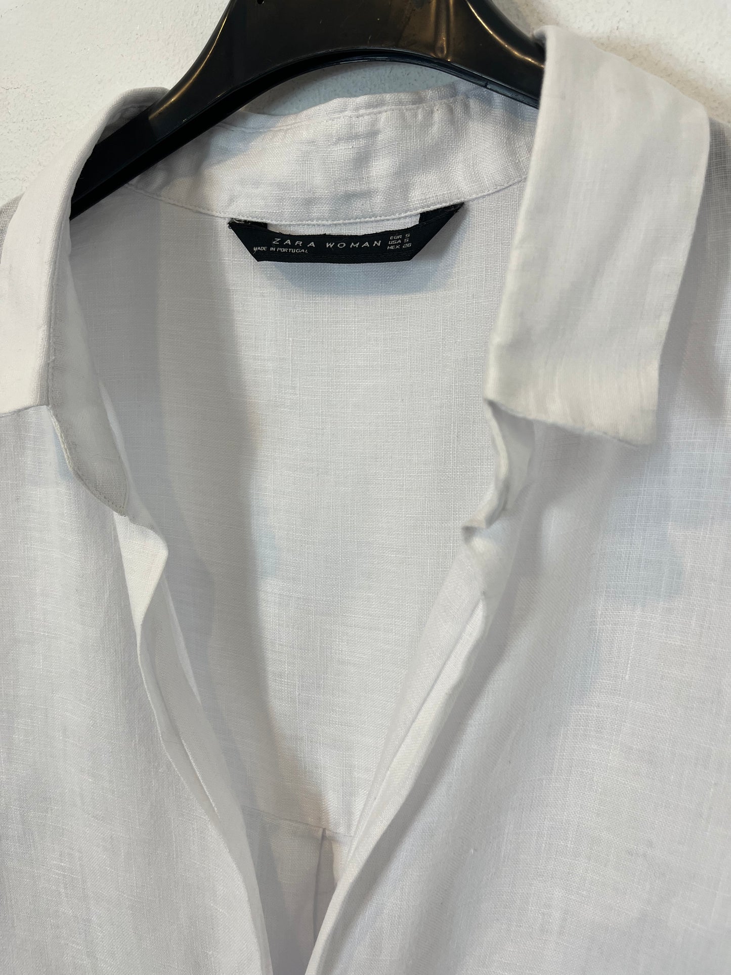 ZARA. Blusa lino blanca. T S