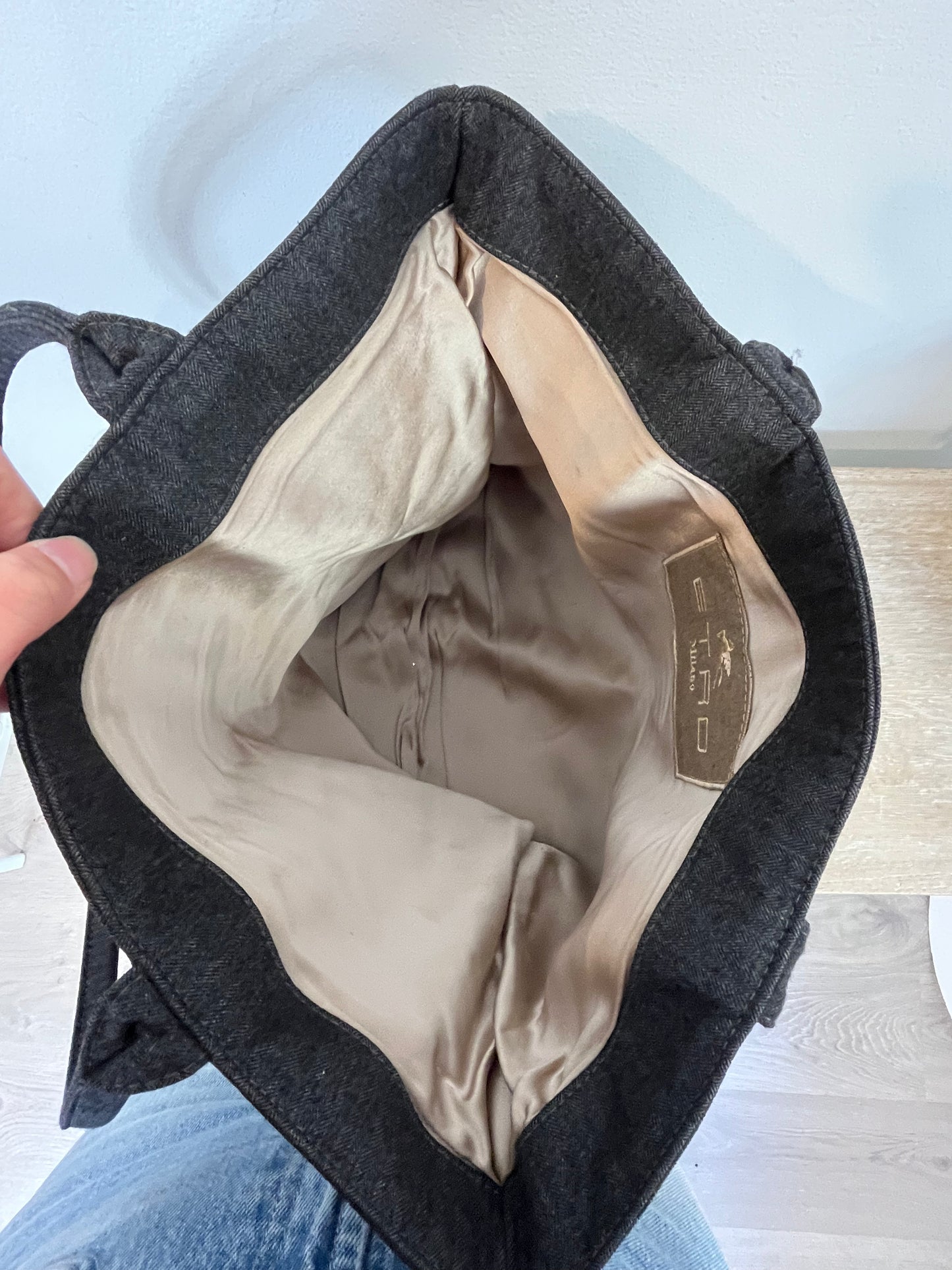 ETRO. Bolso tote gris logo