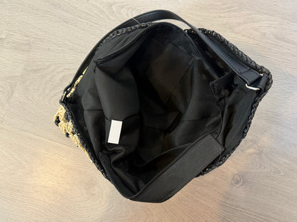 OTRAS. Bolso de hombro de paja diseño de cuadros
