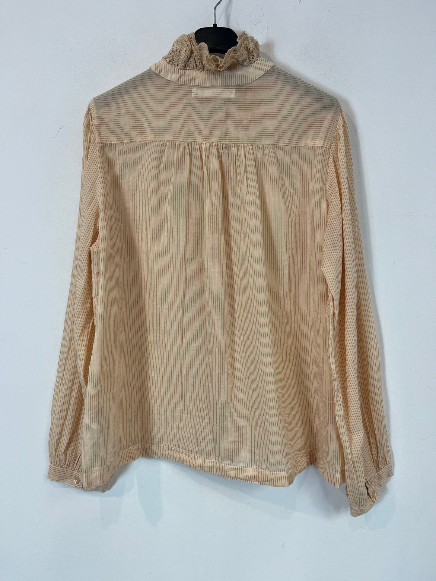 SFERA. Beige blouse with embroidered ruffle. TM