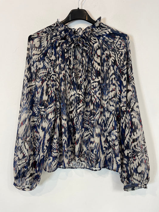 ZARA. Semi-sheer printed blouse. TL
