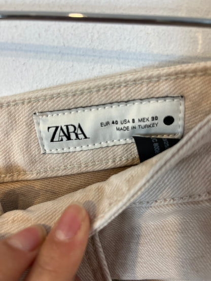ZARA. Straight beige denim. Size 40