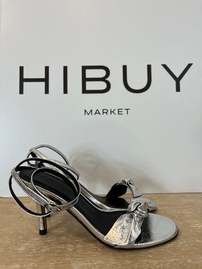 BA&amp;SH. Silver bow sandal. Size 38