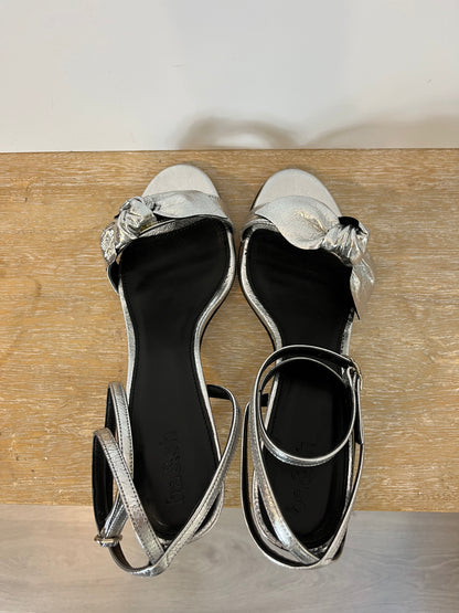 BA&amp;SH. Silver bow sandal. Size 38