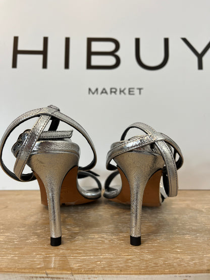 BA&amp;SH. Silver bow sandal. Size 38