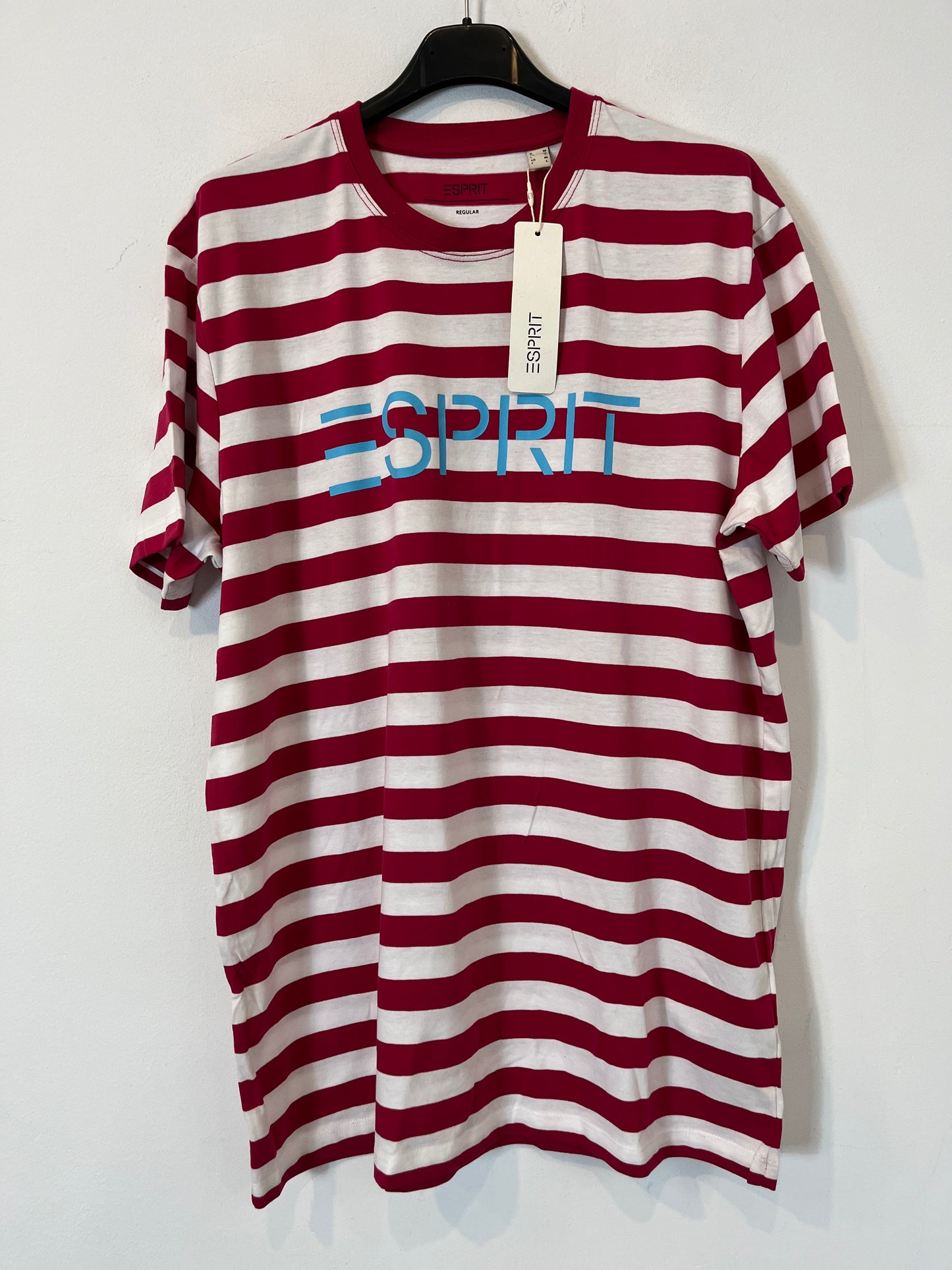 ESPRIT. Camiseta algodón rayas rojas. T L