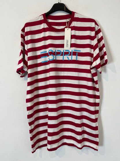 ESPRIT. Camiseta algodón rayas rojas. T L