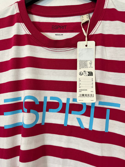 ESPRIT. Camiseta algodón rayas rojas. T L