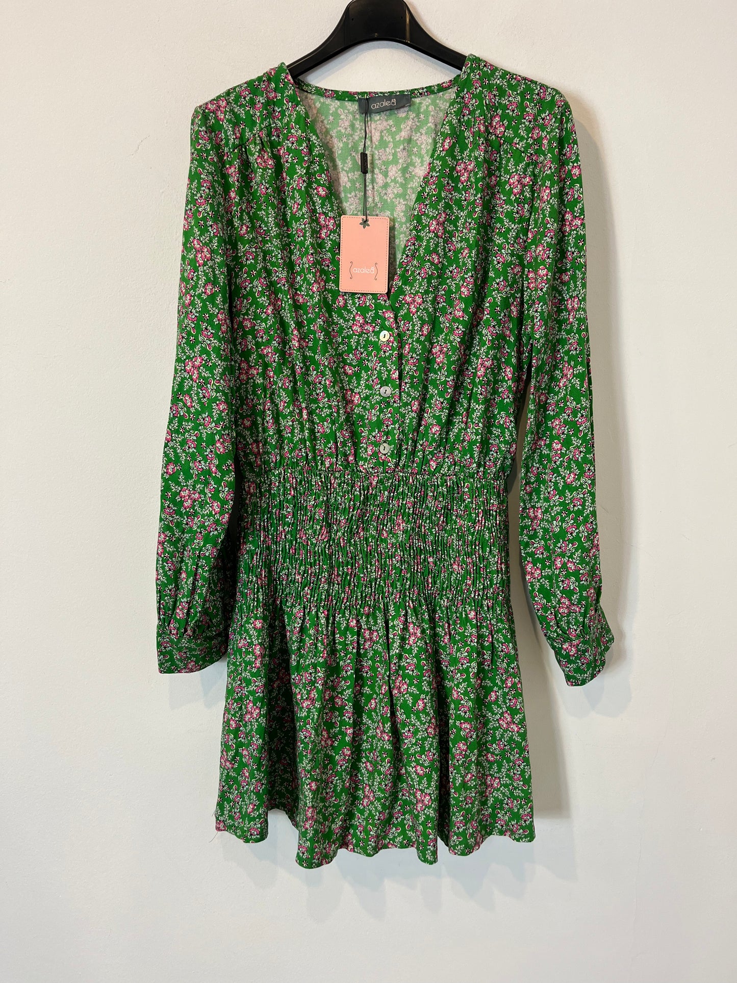 AZALEA. Flowy floral green dress. TS/M