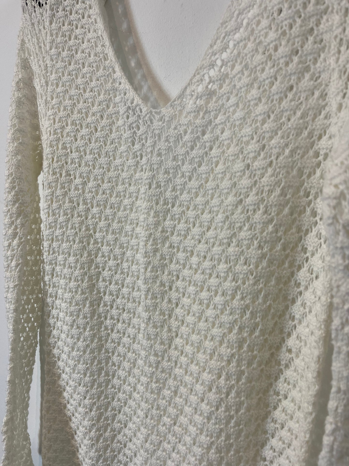 OTRAS. Vestido largo blanco crochet. T S