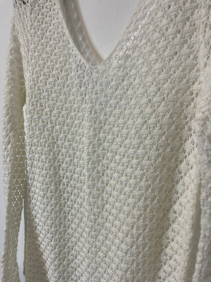 OTRAS. Vestido largo blanco crochet. T S
