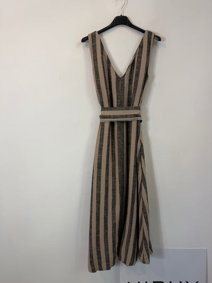 ZARA. Vestido largo de lino estampado rayas