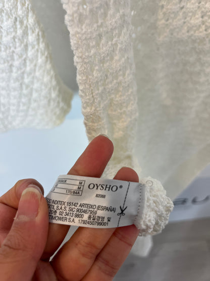 OTRAS. Vestido largo blanco crochet. T S