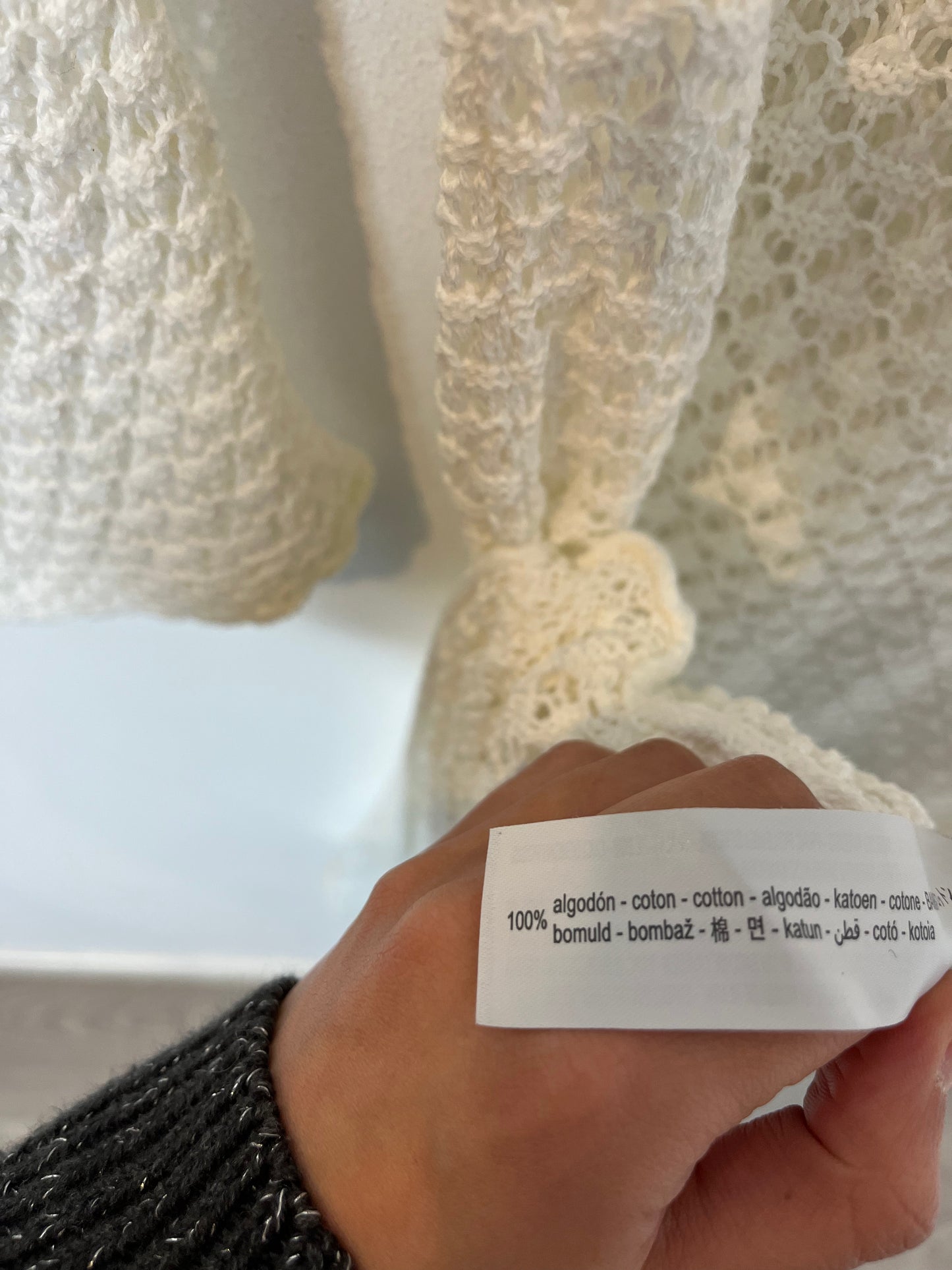 OTRAS. Vestido largo blanco crochet. T S