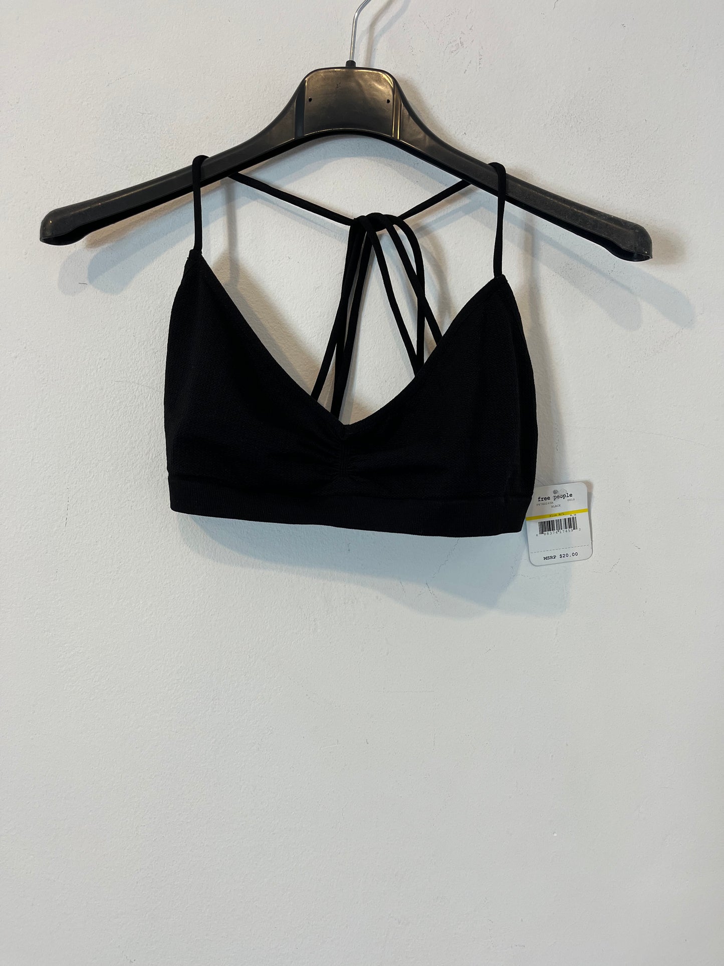 FREE PEOPLE. Top negro elástico espalda tiras. T M/L