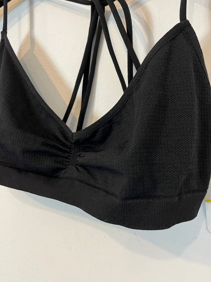 FREE PEOPLE. Top negro elástico espalda tiras. T M/L