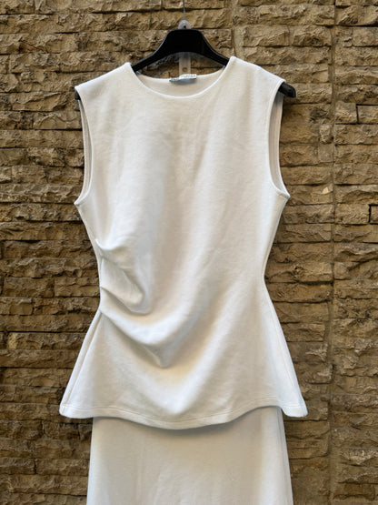 ZARA. Conjunto falda  y top blanco textura