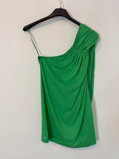STELLA McCARTNEY. Camiseta verde algodón asimétrica