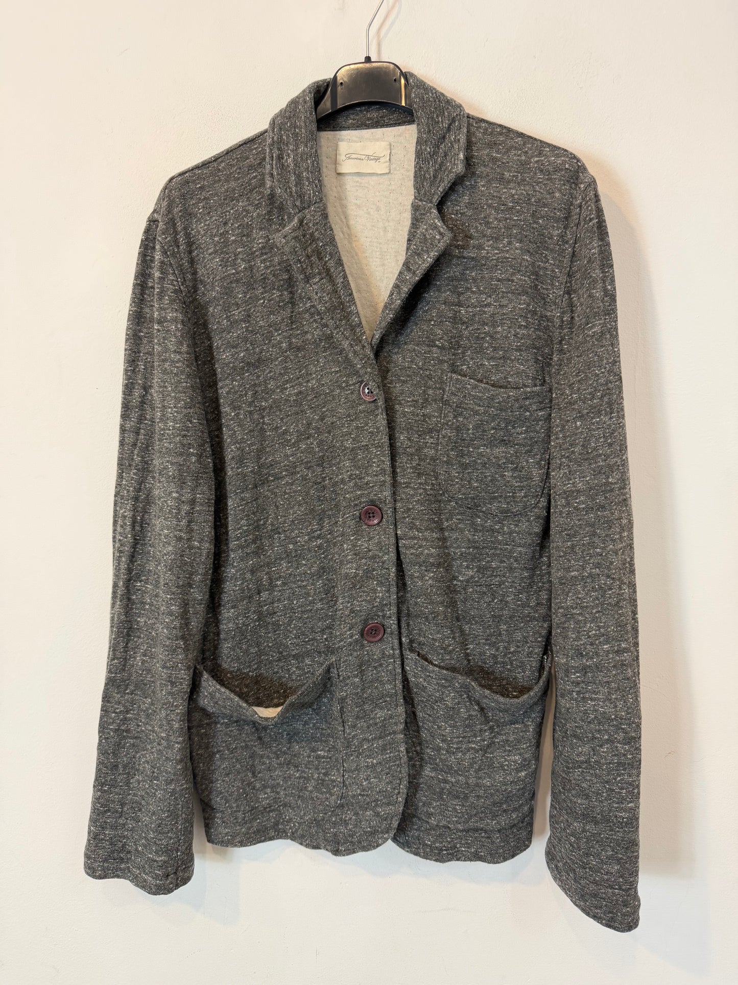 AMERICAN VINTAGE. Blazer gris jaspeado algodón