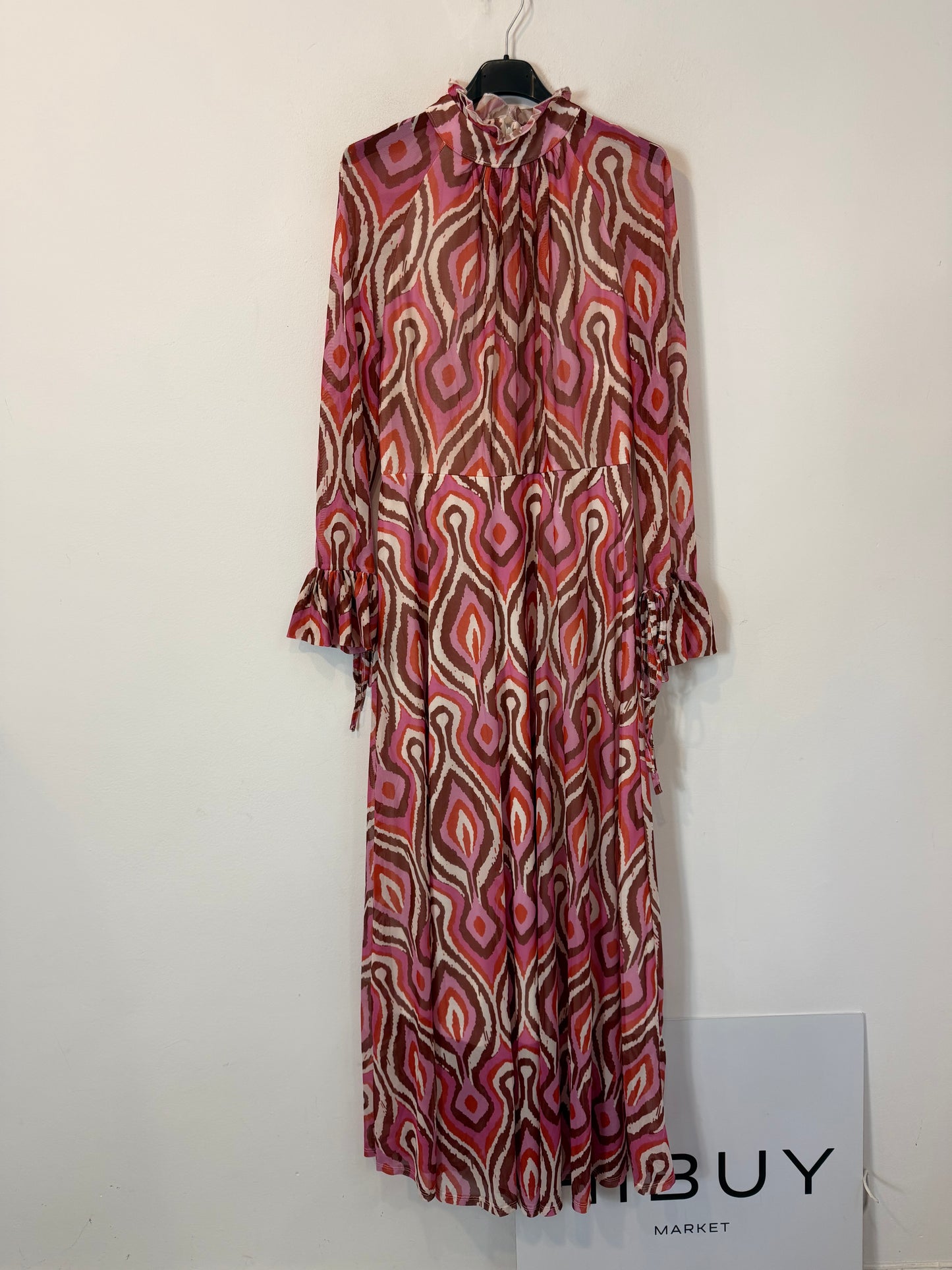 Vestido largo textura estampado retro