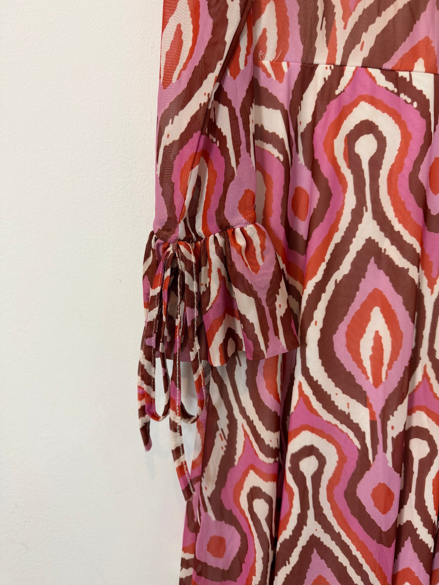 Vestido largo textura estampado retro