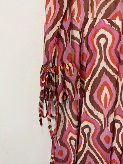 Vestido largo textura estampado retro