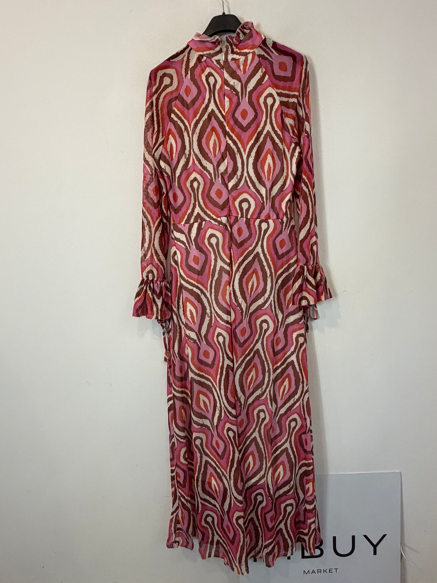 Vestido largo textura estampado retro