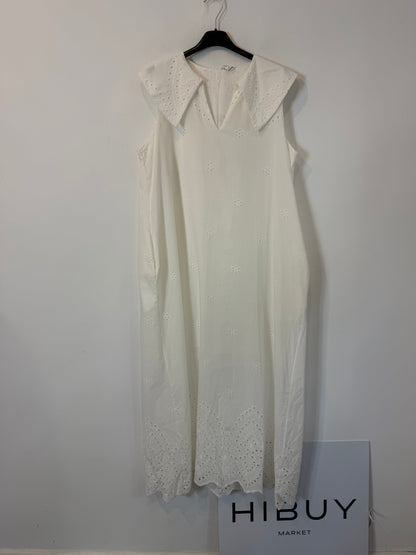 Vestido midi blanco bolsillos