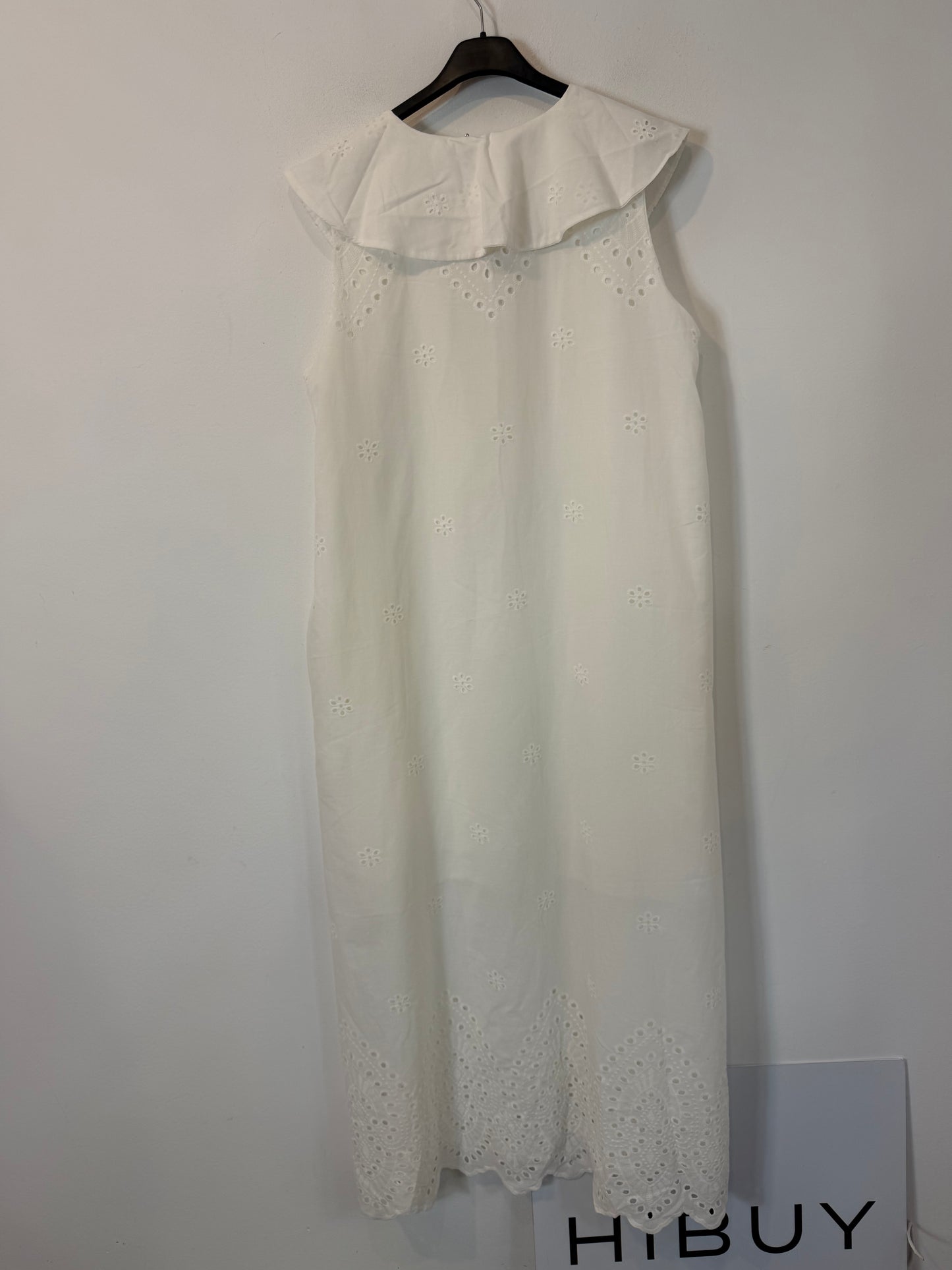 Vestido midi blanco bolsillos