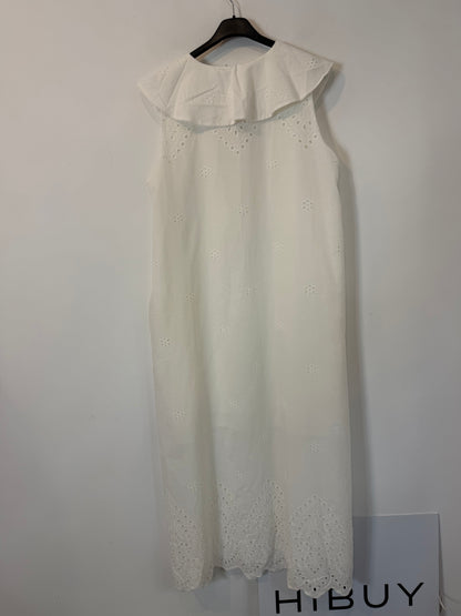 Vestido midi blanco bolsillos