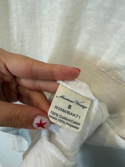 AMERICAN VINTAGE. Camiseta blanca algodón detalle escote