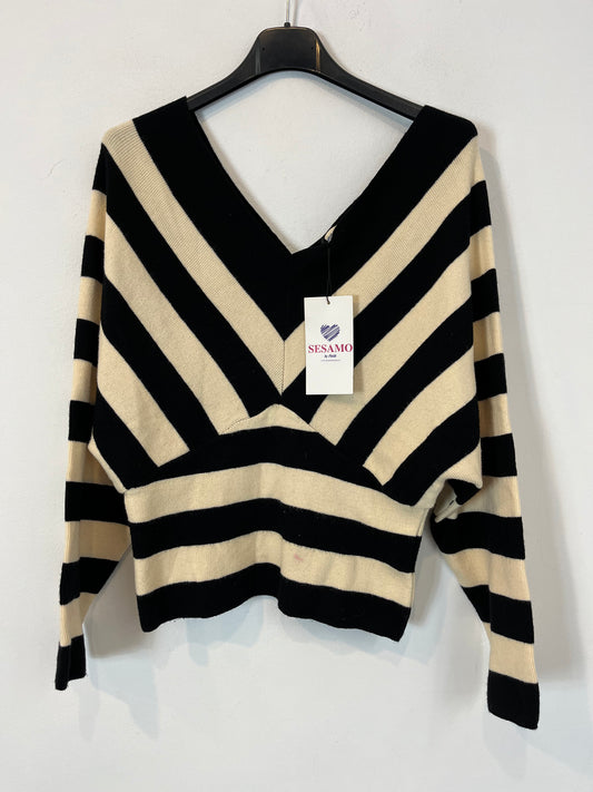 SÉSAMO. Top punto rayas escote pico. T U /S/M)