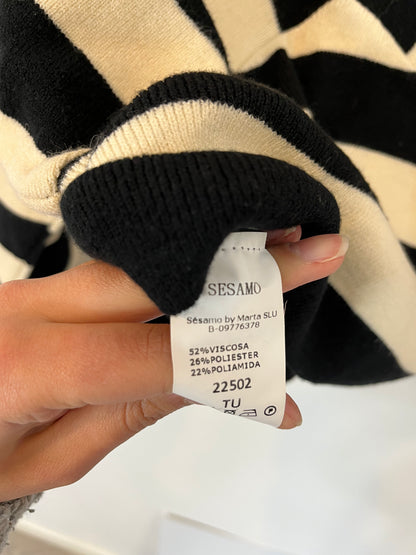 SÉSAMO. Top punto rayas escote pico. T U /S/M)