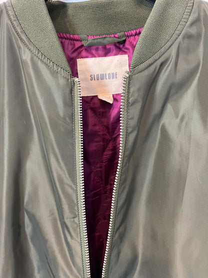 SLOWLOVE. Green bomber jacket with sleeve detail. TS