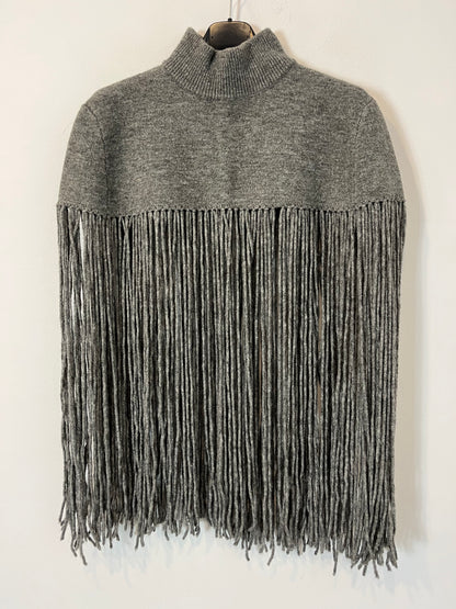 ZARA. Top punto gris flecos. T S/M