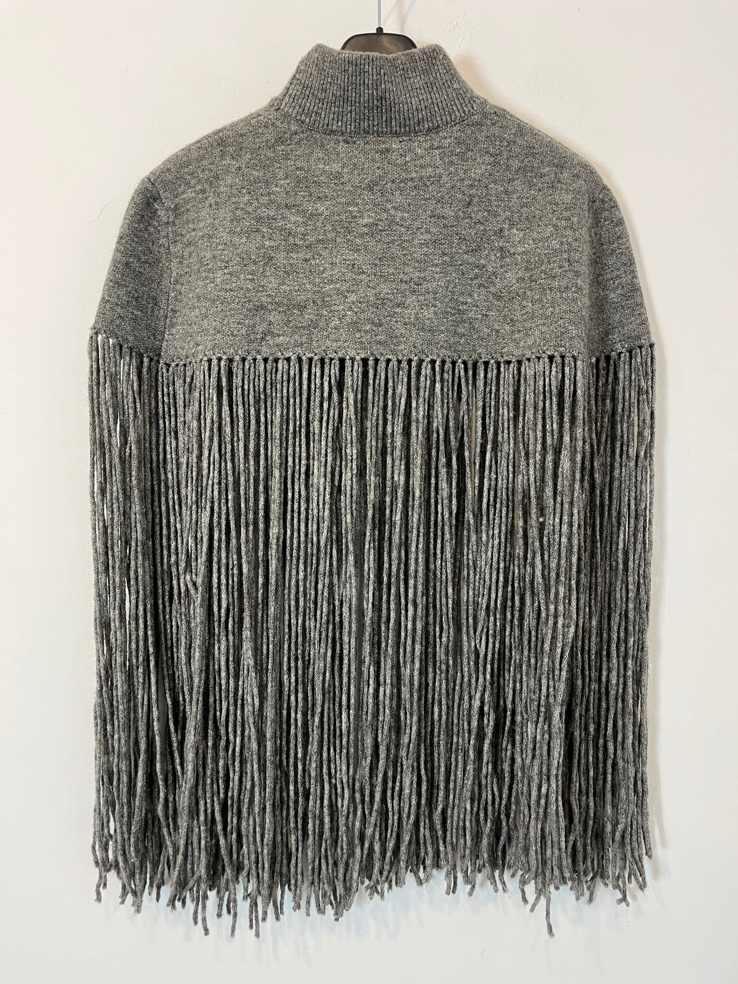 ZARA. Top punto gris flecos. T S/M