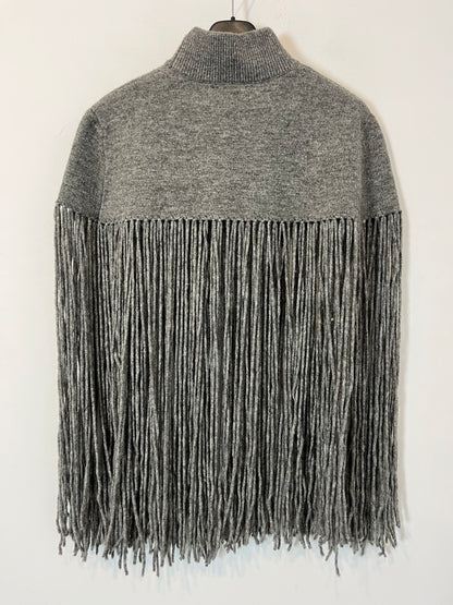 ZARA. Top punto gris flecos. T S/M