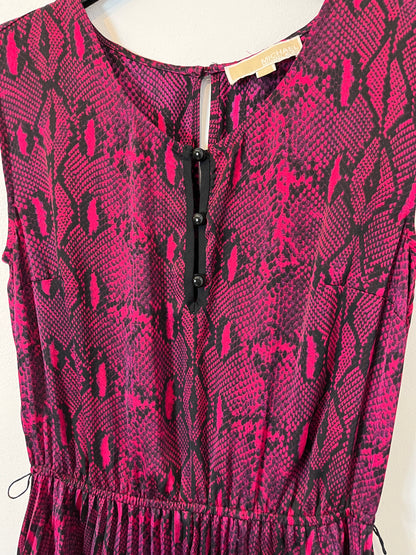 MICHAEL KORS. Vestido largo  plisado animal print. T S