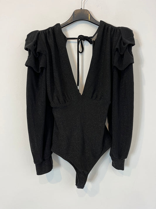 STUDIO F. Body negro elástico purpurina. T S