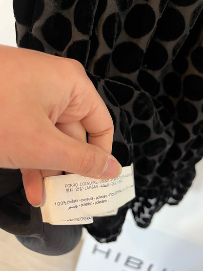 ZARA. Black dress with gathered velvet. TS