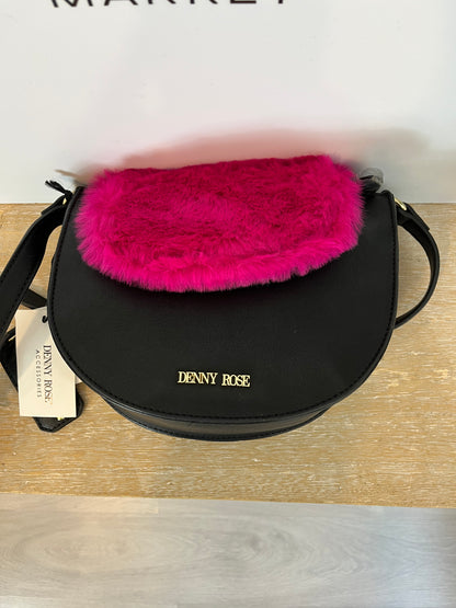 DENNY ROSE. Black bag with pink fur flap