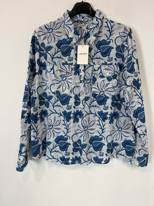 NATURA. Blusa algodón flores azules. T M